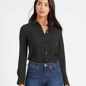 Banana Republic Classic Fit Dillon Blouse, Black, Size medium